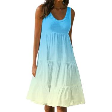 Imagem de Vestido feminino solto manga longa cor sólida vestido maxi camisa 2023 chiffon rodado vestido midi longo, #1 - Azul, P