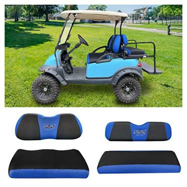 Imagem de 10L0L Capas de assento de carrinho de golfe dianteiras traseiras para Yamaha G29 Drive, Club Car Precedent e Club Car DS, feitas com tecido de poliéster de malha de ar 3D, respirável, lavável - azul