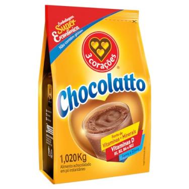 Imagem de 3 Corações Achocolatado em Pó Chocolatto, Pacote 1kg