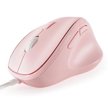 Imagem de Mouse ergonômico Micropack com fio para laptop, PC e desktop, mouse vertical com cliques silenciosos, sensibilidade de mouse ajustável de até 3200 DPI, rosa