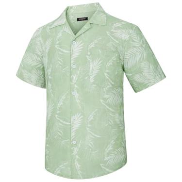 Imagem de Camisa masculina havaiana manga curta botão para praia tropical 100% algodão verão casual férias floral Aloha camisa, G4-1, GG