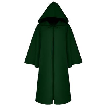 Imagem de Renaissance Hooded Witch Cape Fancy Halloween Medieval Cosplay Long Cloak Knight Devil Costume Jacket Robe
