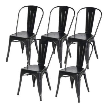 Imagem de Kit 5 Cadeiras Tolix Iron Metal Aço Industrial Preta !!