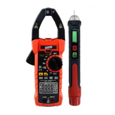 Imagem de Kit Alicate Amperímetro Digital Corrente Tensão Continuidade Ncv Diodo Rms Va-901 Portátil Fasímetro Trifásico Spi-400