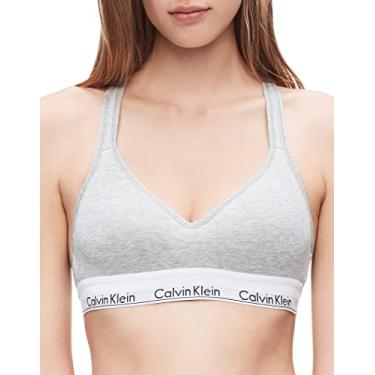 Imagem de Calvin Klein Bralette feminino moderno de algodão levemente forrado sem fio, Cinza mesclado, GG
