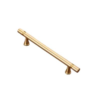 Imagem de Puxador de cômoda preto dourado escovado, alças de gaveta, latão sólido, puxador de armário de cozinha, ferragem de móveis, 128mm, um