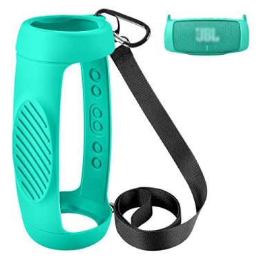Imagem de Capa de silicone para caixa de som JBL Charge 5 à prova d'água portátil Bluetooth, gel protetor de viagem pele macia (azul-petróleo)