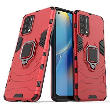 Imagem de Capa Protetora Magnética Anti-quedas para OPPO A74 4G, OPPO A95 4G, OPPO F19 4G, Suporte Giratório + Proteção Militar (Vermelho)