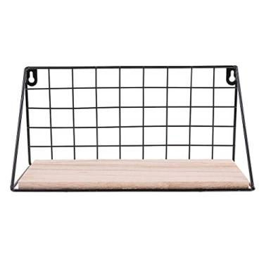 Imagem de Suporte de prateleira de parede Fityle de metal e madeira