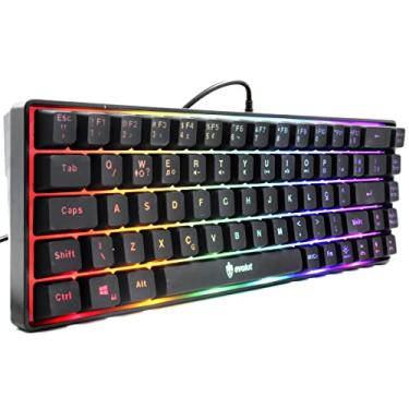 Imagem de Teclado Gamer Slim 60% Evolut Fay Eg211 Qwerty Porutguês Brasil Backlight Luz Rainbow Rgb - EVOLUT