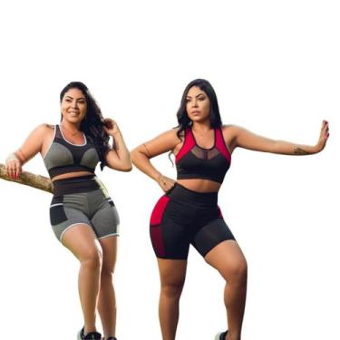 Imagem de Kit 2 Conjuntos De Academia Fitness Bermuda E Top Cropped - WM, M