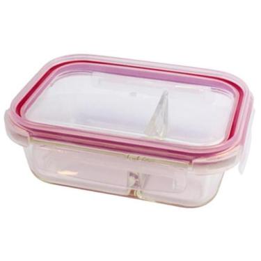 Imagem de Pote De Vidro Marmita Hermético Com Divisória 1180Ml - Univendas