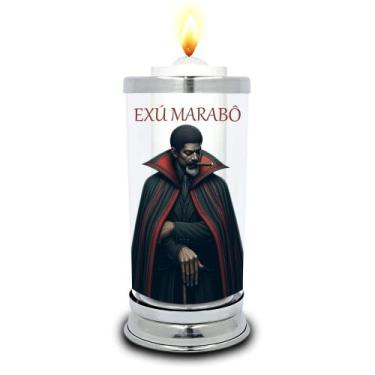 Imagem de Protetor de Velas 7 dias Exú Marabô Vidro Castiçal - Balaio de Santo