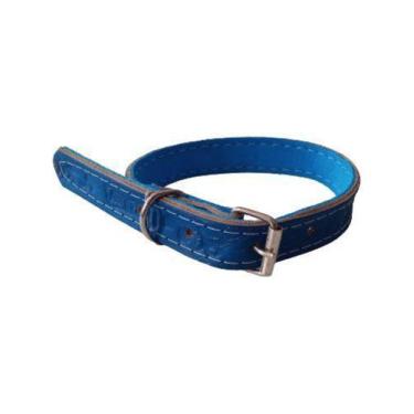 Imagem de Coleira de Couro Pet Top Forro EVA Nº 4 - Azul