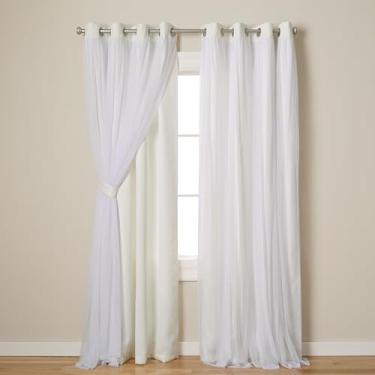 Imagem de TOWN & COUNTRY LUXE Cortinas internas de camada dupla Talia, blecaute transparente e escurecimento do ambiente, parte superior com ilhós, conjunto com 2 unidades, 132 cm L x 213 cm C (pacote com 2