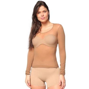 Imagem de Camisa Selene Segunda Pele Manga Longa Feminina, Bege, Único