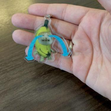 Imagem de Pingente Chaveiro Gato Chorão Banana Porta-Chaves Acessórios Presentes
