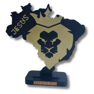 Imagem de Mapa Do Brasil Decorativo Leão Da Tribo De Judá Preto - DED