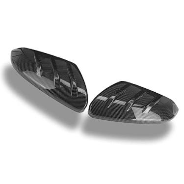 Imagem de Ombialo 2 peças de capas de espelho lateral de porta compatíveis com Honda Civic 2016-2021 10ª geração Sedan Coupe Hatchback Estilo estendido Exterior Espelho Retrovisor (Estilo Fibra de Carbono)