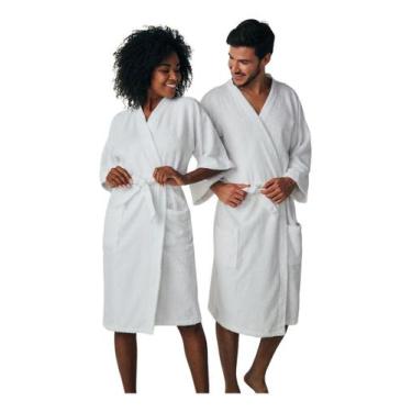 Imagem de Roupão De Banho Feminino Masculino Atoalhado Felpudo Quimono - Lepper,