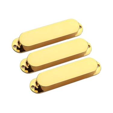 Imagem de UGPLM Capa de captador de bobina única 3 peças, fácil de instalar e remover, capa protetora de captador fechado resistente para violão acústico, peça faça, Ouro