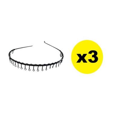 Imagem de Kit 3 Tiaras de Ferro Arco Metal Preto 14cm Acessório - Lynx produções