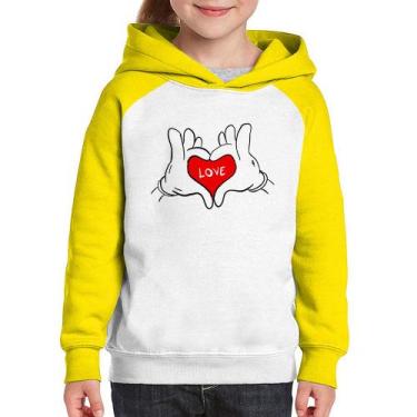 Imagem de Moletom Infantil Love Hands  - Foca na Moda, Branco, Amarelo, 2