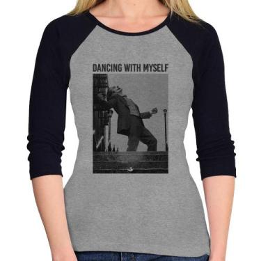Imagem de Baby Look Raglan Dancing with myself Manga 3/4 - Foca na Moda, Cinza, 