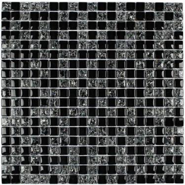 Imagem de Pastilha de vidro craquelada GG11 - GALIANO PRETO 30x30cm - GLASS MOSA