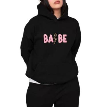 Imagem de Moletom Canguru Com Capuz Estampado Babe Modinha Gringa Look Estiloso 