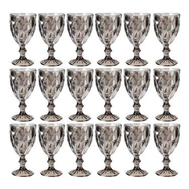 Imagem de kit 18 Taça Diamante Cinza Metalizada 340ml Água Suco Drinks - PRATICA