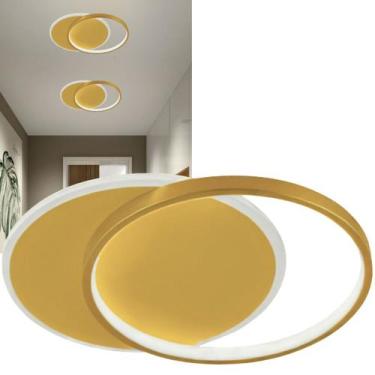 Imagem de Luminária Plafon Led 2 Anéis Moderno Sobrepor Teto Arandela 20W Redond