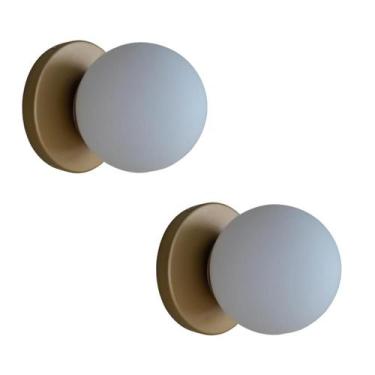 Imagem de Kit 2 Plafon Arandela Parede Teto Globo Sala Quarto Dourado - Lustre G