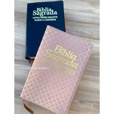 Imagem de KIT 2 BIBLIAS preta e rosa xadrez - Letras Gigantes Evangélica Com Har
