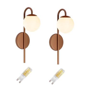 Imagem de Kit 2 Arandelas Parede Globo Quarto Cobre Fosco + 2 Lâmpadas - Arandel