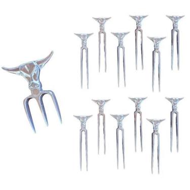 Imagem de Kit Garfo Tridente + 12 Garfinhos Petisco Churrasco - ITAJOBISHOP