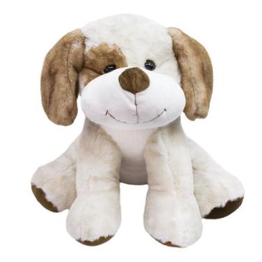 Imagem de Cachorro Mancha Marrom Olho Sorrindo Sentado 40cm - Pelúcia - Foffy