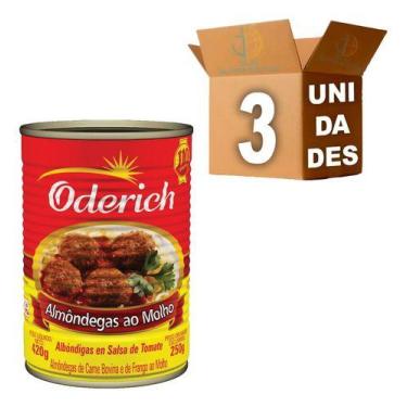 Imagem de Kit 3 Almondega Ao Molho Oderich Lata 420g