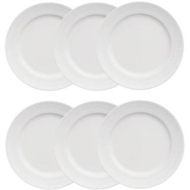 Imagem de Jogo de 6 Pratos Rasos Porcelana 26,5cm Germer Relevo Chevron Branco R