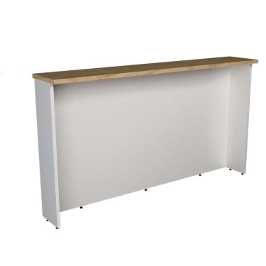 Imagem de Bancada Ilha Évora Branco Ártico e Carvalho 200 cm