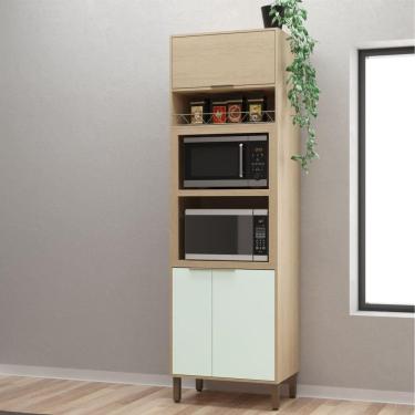 Imagem de Torre Quente 3 Portas 2 Nichos para Forno Karine Móveis Sul Carvalho/Pistache