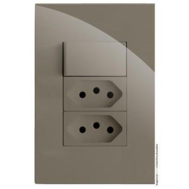 Imagem de Kit Interruptor Paralelo + Tomada Dupla 10A 4X2 Brg11366-2Fe - Blux Re