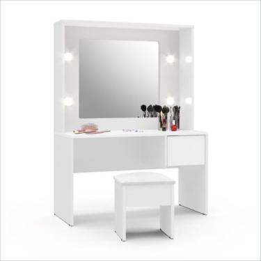 Imagem de Penteadeira Infantil Diana Led e Banqueta Branca Ofertamo