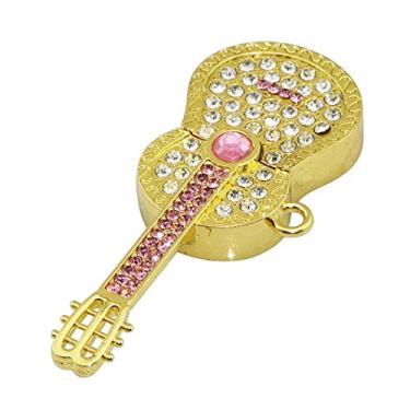 Imagem de 128 GB Gold Guitar Modelo USB Flash Drive Pen Drive U Disk Crystal Drive PenDrive Memory Stick USB Drive USB Flash Disk Thumb Drive
