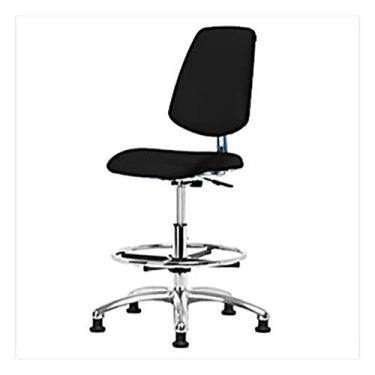 Imagem de Thomas 1163V86 Cadeira básica ESD/Cleanroom vinil altura média com encosto médio, base cromada, anel de pé cromado, deslizamento ESD, preto