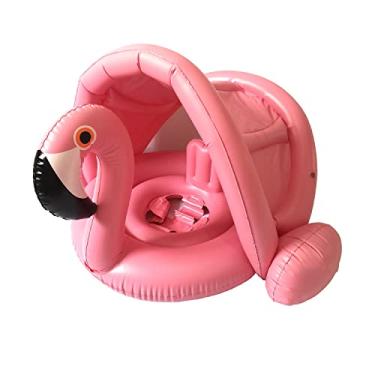 Imagem de Boia de natação para piscina com dossel assento inflável de anel de natação ao ar livre, flamingo rosa infantil infantil de 6 meses a 48 meses