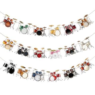 Imagem de Banners de festa de tambor de música, decorações de festa de bateria para bateristas, festas de aniversário, decorações de chá de bebê