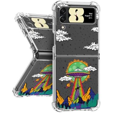 Imagem de Buleens Capa para Samsung Galaxy Z Flip 4 - Capa de telefone de TPU transparente flexível para mulheres e meninas capa de proteção fofa slim fit à prova de choque desenho feminino divertido divertido