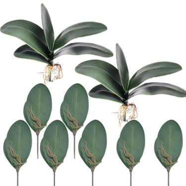 Imagem de HinyoCo Tamanho grande Phalaenopsis verde artificial folhas de orquídea verde verde planta jardim bonsai decoração (9)