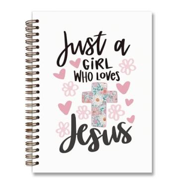 Imagem de foedor Caderno de diário com versículo da Bíblia Cristã - Presentes cristãos para mulheres, Just a Girl Who Loves Jesus, caderno para anotações na igreja, cadernos de capa dura, presente cristão